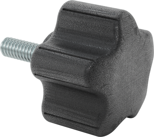 Rahat Tutuşlu Plastik Beş Kollu Topuz, 1/4“-20 Dişli 3/4” Uzunlukta Saplama, 1-1/2" Genişlik Başlık