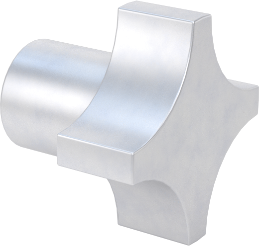 Alüminyum dört kollu topuz, İşlenebilir Göbekli, 1“ Çap x 3/8” Yüksek Başlık