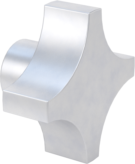 Alüminyum dört kollu topuz, İşlenebilir Göbekli, 1-1/2“ Çap x 1/2” Yüksek Başlık