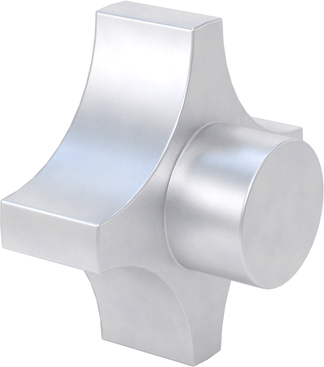 Alüminyum dört kollu topuz, İşlenebilir Göbekli, 1-1/2“ Çap x 1/2” Yüksek Başlık