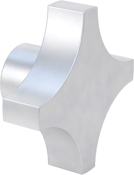 Alüminyum dört kollu topuz, İşlenebilir Göbekli, 2“ Çap x 1/2” Yüksek Başlık
