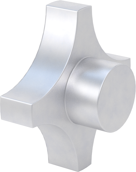 Alüminyum dört kollu topuz, İşlenebilir Göbekli, 2-1/2“ Çap x 9/16” Yüksek Başlık