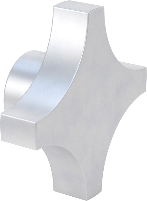 Alüminyum dört kollu topuz, İşlenebilir Göbekli, 3“ Çap x 5/8” Yüksek Başlık