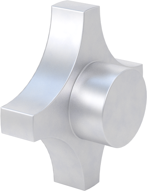 Alüminyum dört kollu topuz, İşlenebilir Göbekli, 3“ Çap x 5/8” Yüksek Başlık