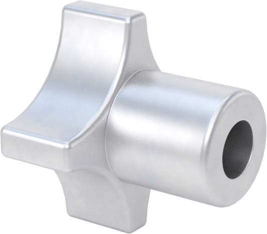 Alüminyum dört kollu topuz, 1/4“ Çaplı 1/2” Derinlikli Delik ile