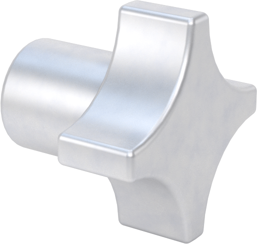 Alüminyum dört kollu topuz, 1/4“ Çaplı 1/2” Derinlikli Delik ile