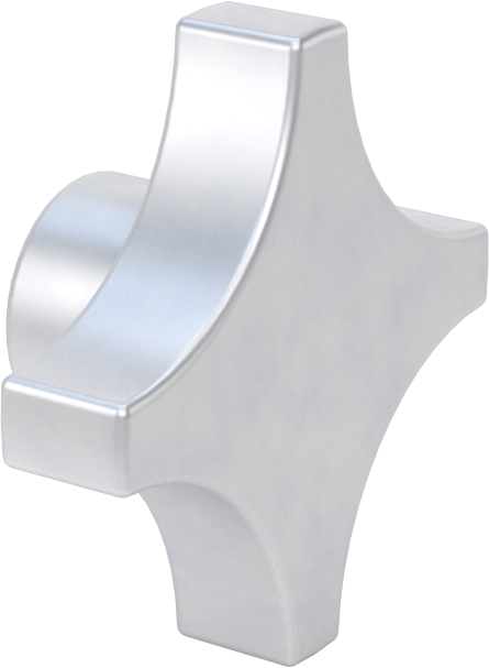 Alüminyum dört kollu topuz, 1/2“ Çaplı 3/4” Derinlikli Delik ile