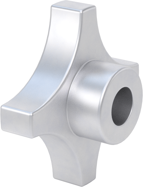 Alüminyum dört kollu topuz, 5/8“ Çaplı 3/4” Derinlikli Delikli