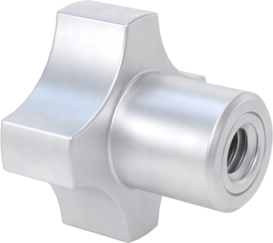 Alüminyum dört kollu topuz, 1/4"-20 Dişli Delik