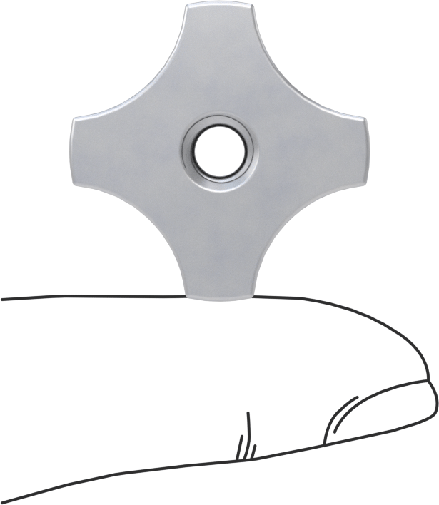 Alüminyum dört kollu topuz, 1/4"-20 Dişli Delik