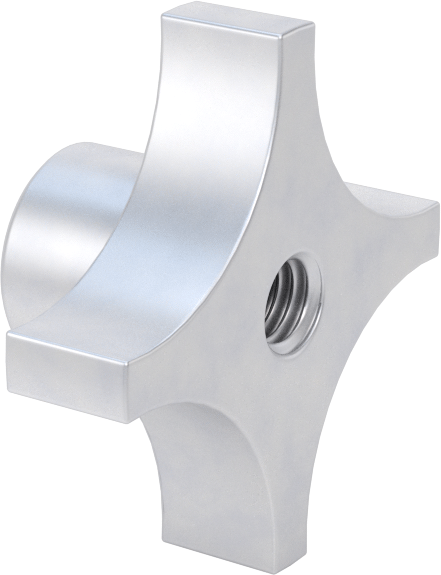 Alüminyum dört kollu topuz, 3/8"-16 Dişli Delikli