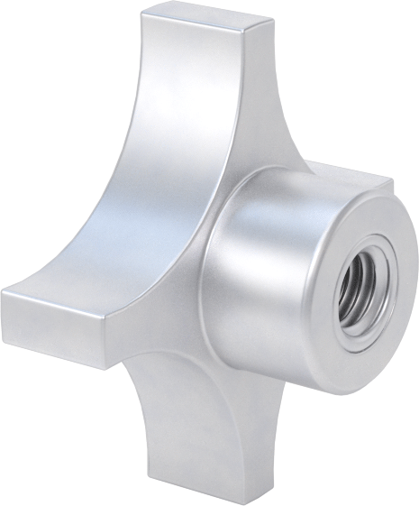 Alüminyum dört kollu topuz, 3/8"-16 Dişli Delikli