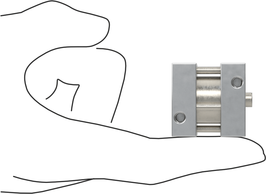 Kare Yüzlü Kompakt Bağlantı Çubuğu Hava Silindiri, Çift Etkili, 3/4" Delik Boyutu, 1-1/4" Genişlik, 1/2" Strok Uzunluğu