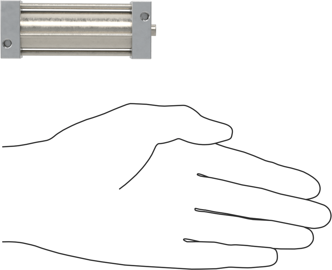 Kare Yüzlü Kompakt Bağlantı Çubuğu Hava Silindiri, Çift Etkili, 3/4" Delik Boyutu, 1-1/4" Genişlik, 2-1/2" Strok
