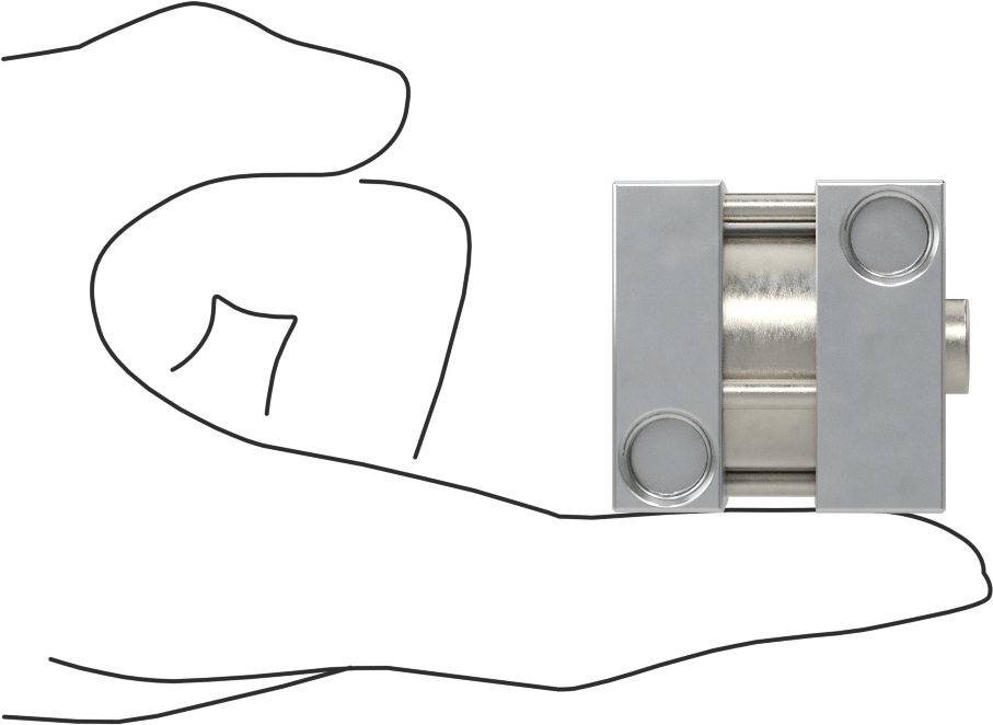 Kare Yüzlü Kompakt Bağlantı Çubuğu Hava Silindiri, Çift Etkili, 1-1/16" Delik Boyutu, 1-1/2" Genişlik, 1/4" Strok