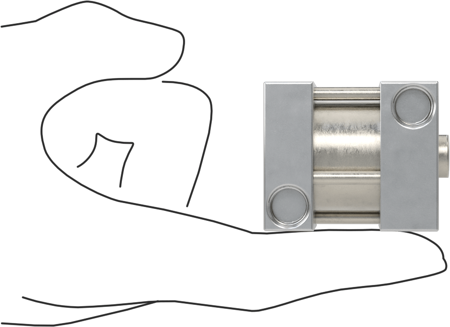 Kare Yüzlü Kompakt Bağlantı Çubuğu Hava Silindiri, Çift Etkili, 1-1/16" Delik Boyutu, 1-1/2" Genişlik, 1/2" Strok