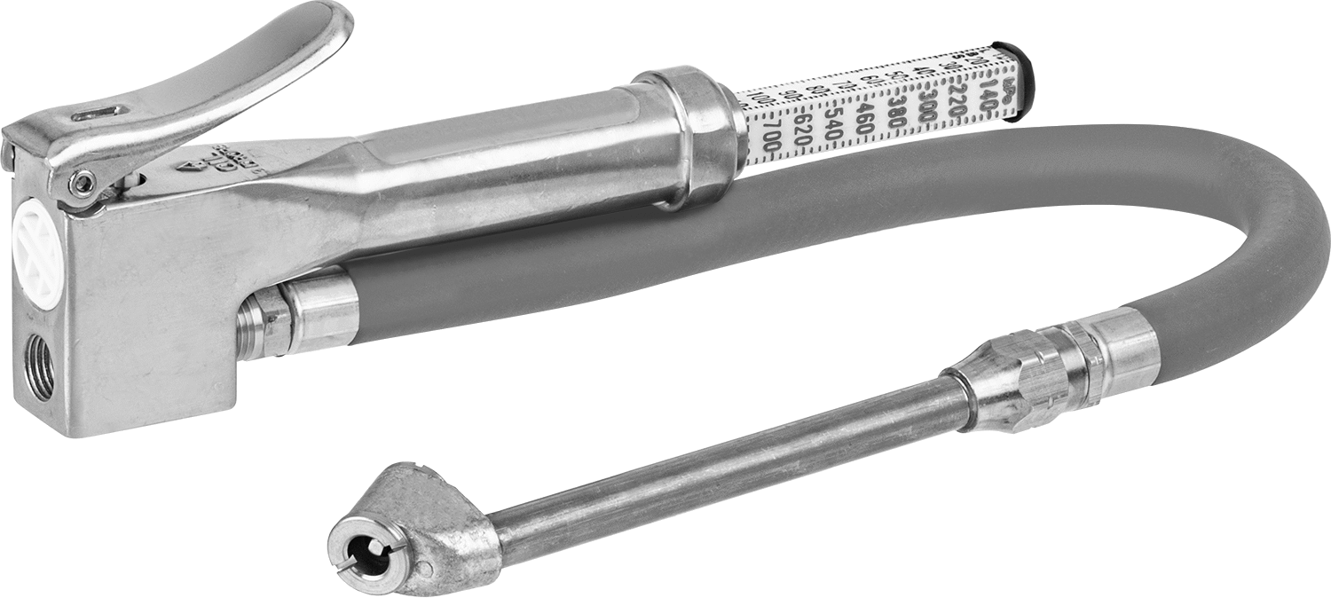Lastik Şişirme Ölçer, Gösterge Çubuğu Okuma ile, Alüminyum, 2 Açılı Başlık