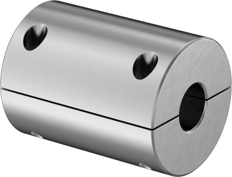 İki Parçalı Mil Kaplini, 6061 Alüminyum, 1/2“ x 5/8” Çaplı Yuvarlak Mil için