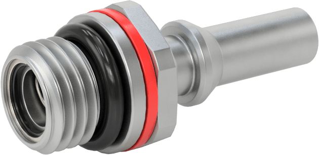 Soğutma Suyu için Dökülmeyi En Aza İndiren Hızlı Bağlantı Kesme Hortum Bağlantısı, Kırmızı Bantlı Tapa, 1/8 Kaplin Boyutu x 7/16"-20 Erkek