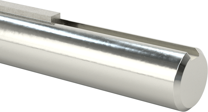 Kısmen Anahtarlı Döner Mil, 1045 Karbon Çelik, 3/8" Çap, 3/32“ x 3/64” Kama Yuvası, 24 inç Uzunluk