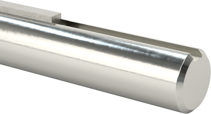 Kısmen Anahtarlı Döner Mil, 1045 Karbon Çelik, 3/8" Çap, 3/32“ x 3/64” Kama Yuvası, 36" Uzunluk
