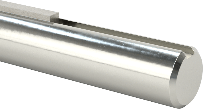 Kısmen Anahtarlı Döner Mil, 1045 Karbon Çelik, 3/8" Çap, 3/32“ x 3/64” Kama Yuvası, 48 inç Uzunluk