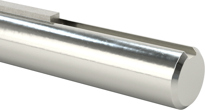 Kısmen Anahtarlı Döner Mil, 1045 Karbon Çelik, 3/8" Çap, 3/32“ x 3/64” Kama Yuvası, 60 inç Uzunluk