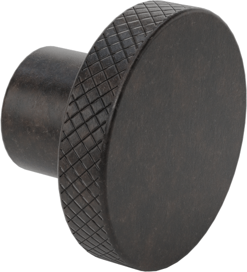 Siyah Oksit Çelik Tırtıllı Tutma Düğmesi, 3/8" Çaplı Dişsiz Delik ile, 1-1/2" Başlık Çapı