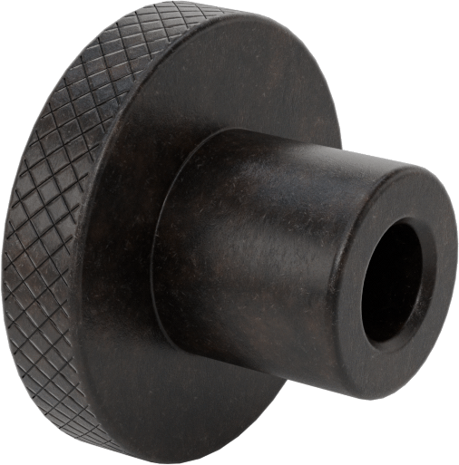 Siyah Oksit Çelik Tırtıllı Tutma Düğmesi, 3/8" Çaplı Dişsiz Delik ile, 1-1/2" Başlık Çapı