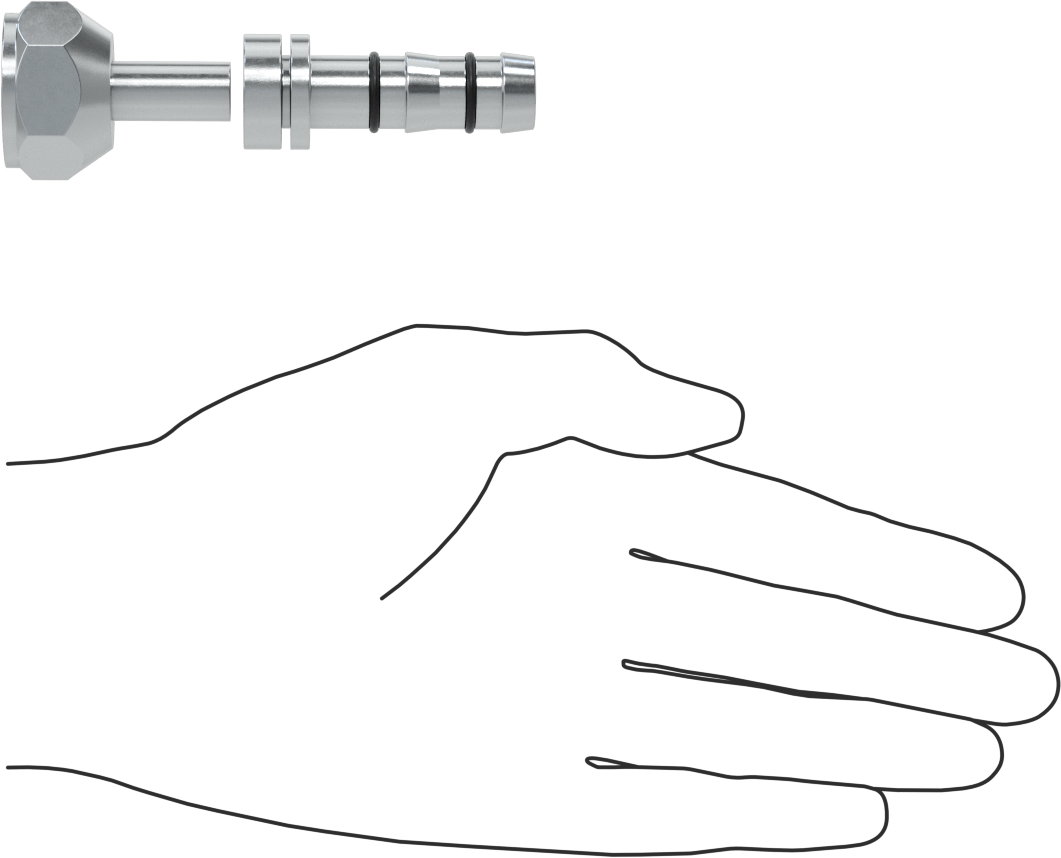 Soğutucu Akışkan Hortumu Bağlantı Parçası, 1/2“ Hortum İç Çapı x O-Ring Pilot 7/8”-14 Dişi Boru için