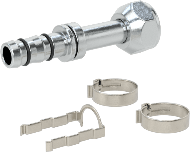 Soğutucu Akışkan Hortumu Bağlantı Parçası, 5/8“ Hortum İç Çapı x O-Ring Pilot 1-1/16”-14 Dişi Boru için