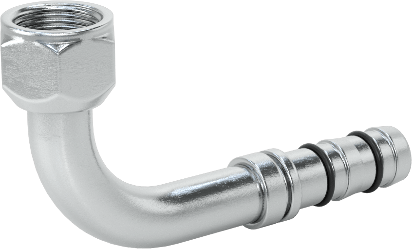 Soğutucu Akışkan Hortumu Bağlantı Parçası, 90 Derece, 5/8“ Hortum İç Çap x O-Ring Pilot 7/8”-14 Dişi Boru