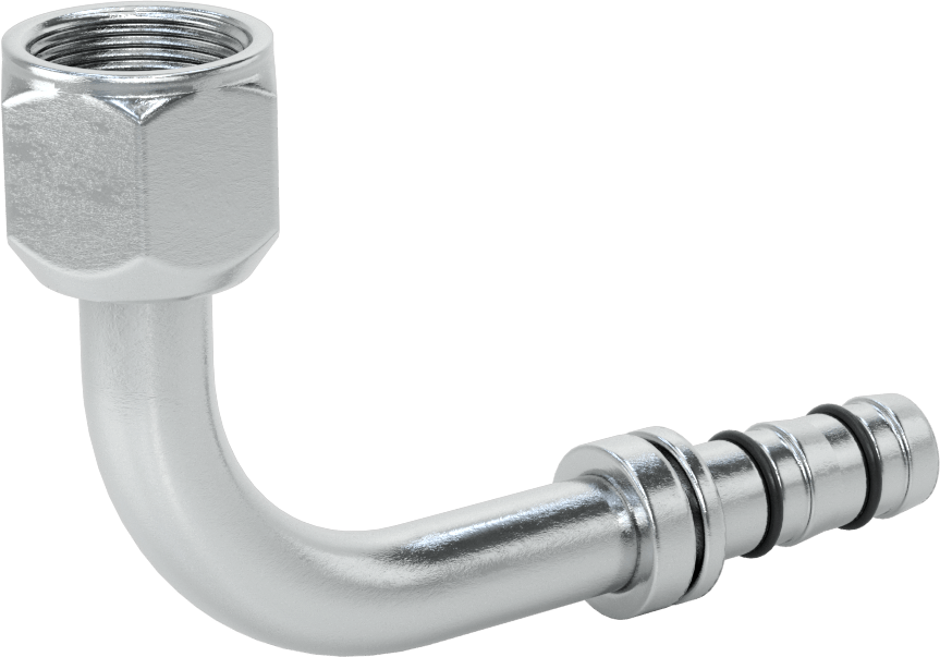 Soğutucu Akışkan Hortumu Bağlantı Parçası, Dirsek, 5/8" Hortum İç Çap, O-Ring Pilot 1-1/16"-14 Dişi Boru