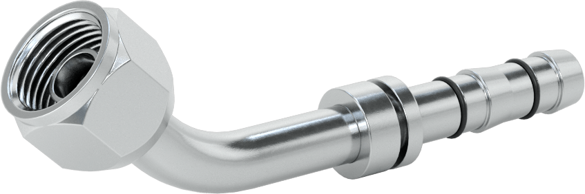 Soğutucu Akışkan Hortumu Bağlantı Parçası, 45 Derece, 13/32" Hortum İç Çapı, O-Ring Pilot 3/4"-16 Dişi Boru