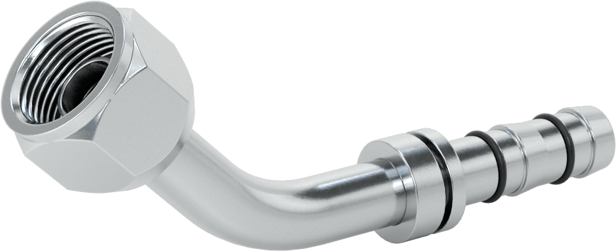 Soğutucu Akışkan Hortumu Bağlantı Parçası, 45 Derece, 1/2“ Hortum İç Çapı x O-Ring Pilot 7/8”-14 Dişi Tüp