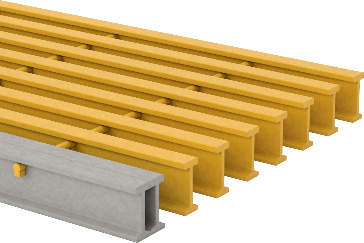 Fiberglas merdiven basamağı, 1-1/2" Yükseklikli Yatak Çubuğu, 30 inç Genişliğinde Taban