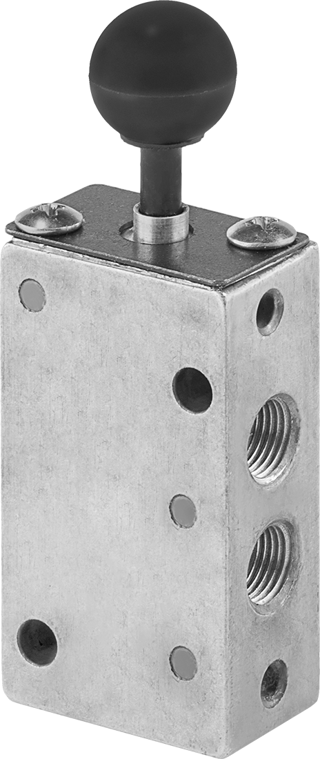 Hava Yön Kontrol Vanası, El ile Geri Dönüşlü, 1/8 NPT Dişi, 14 scfm, 3-1/2" Toplam Yükseklik