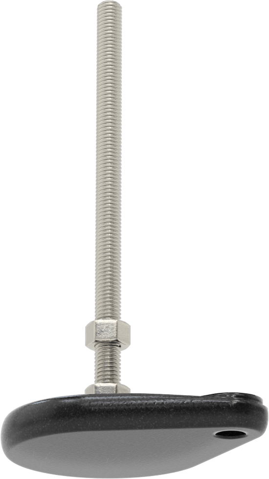 Cam Dolgulu Naylon Sabit Dönen Seviyeleme Montaj Parçası, 8“ Uzunlukta 1/2”-13 303 Paslanmaz Çelik Dişli Saplama ile, 1 Ofset Delik