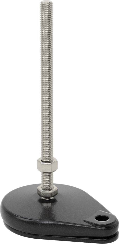 Cam Dolgulu Naylon Sabit Dönen Seviyeleme Montaj Parçası, Yastıklı ve 8“ Uzunlukta 1/2”-13 303 Paslanmaz Çelik Saplamalı, 1 Ofset Delik