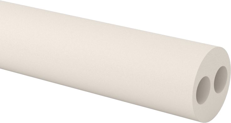 Termokupl Yalıtım Kılıfı, 2 Delikli Yuvarlak, 8 AWG için, 0.171" ID, 3" Uzunluk