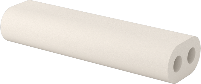 Termokupl Yalıtım Kılıfı, 2 Delikli Oval, 14 AWG için, 0.080" ID, 1" Uzunluk