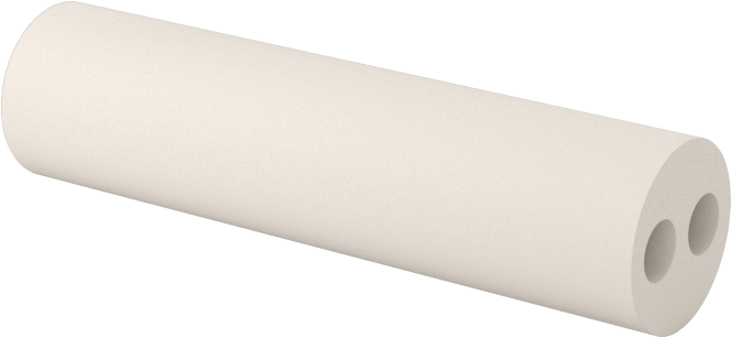 Termokupl Yalıtım Kılıfı, 2 Delikli Yuvarlak, 14 AWG için, 0.080" ID, 1" Uzunluk