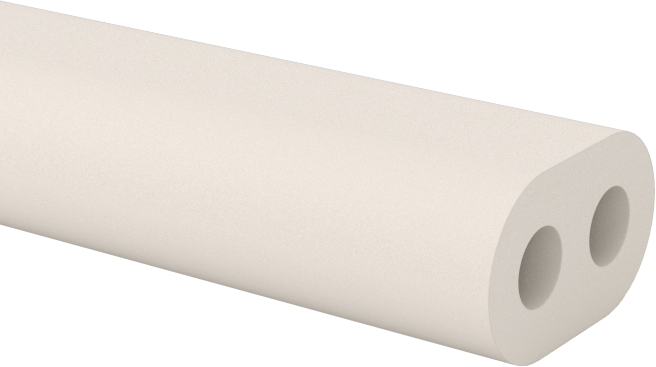 Termokupl Yalıtım Kılıfı, 2 Delikli Oval, 14 AWG için, 0.080" ID, 3" Uzunluk