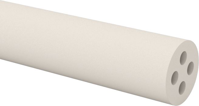 Termokupl Yalıtım Kılıfı, 4 Delikli Yuvarlak, 24 AWG için, 0.040" ID, 30 inç Uzunluk