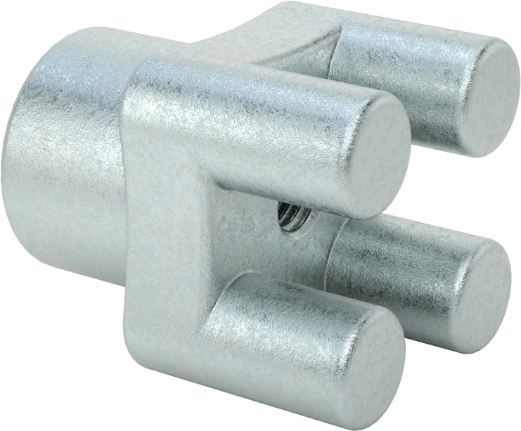Çubuk Topuzu, Dört kol, 3/8“-16 Boyut x 1-3/8” Derinlikli Delik