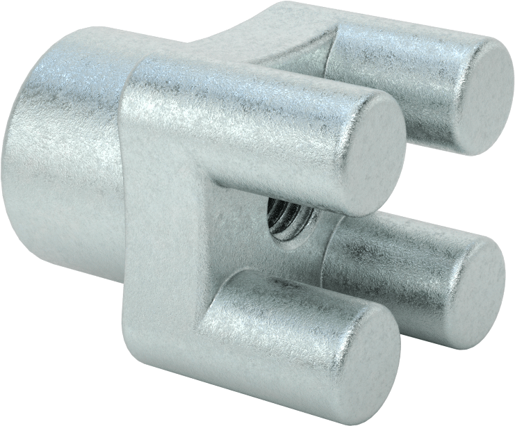 Çubuk Topuzu, Dört kol, 1/2“-13 Boyut x 1-3/8” Derinlikte Delik