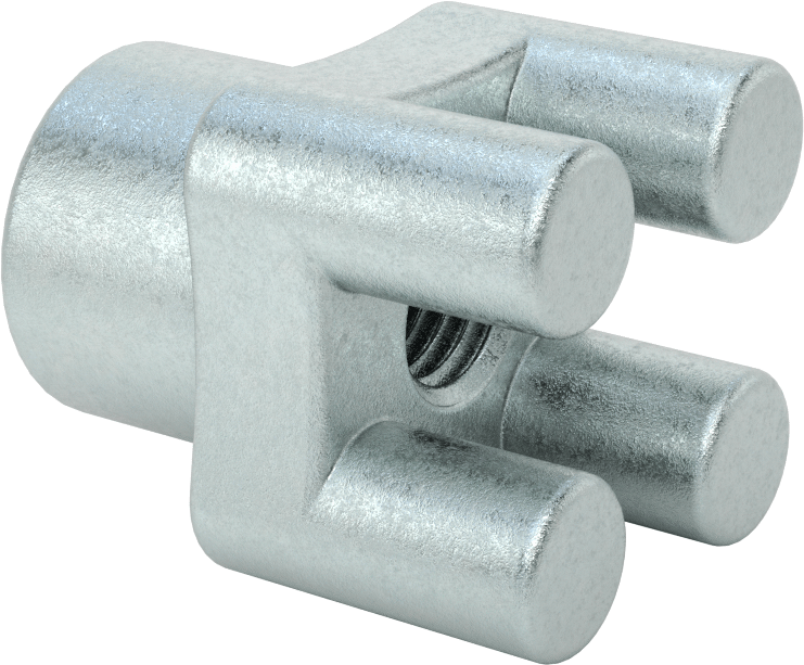 Çubuk Topuzu, Dört kol, 5/8“-11 Boyut x 1-3/8” Derinlikte Delik