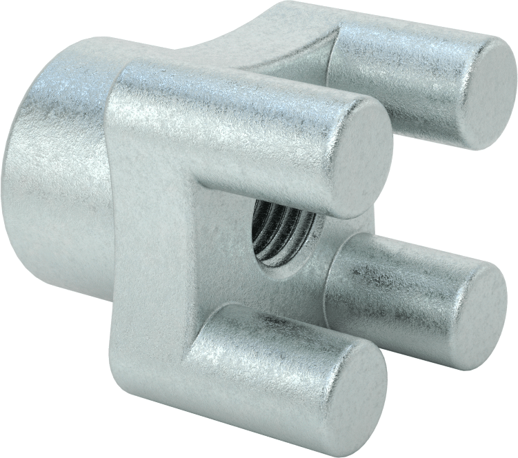 Çubuk Topuzu, Dört kol, 3/4“-10 Boyut x 1-1/2” Derinlikli Delik
