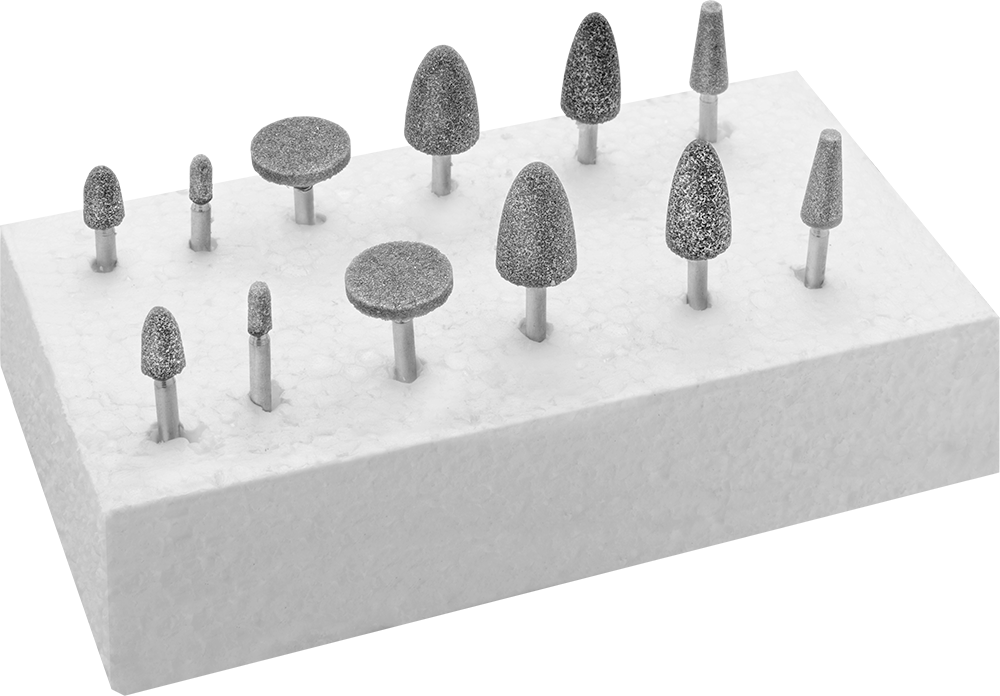 Metaller için Taşlama Ucu Seti, Çelik ve Demir için, 1/8" Şaft Çapı, 12 Parça