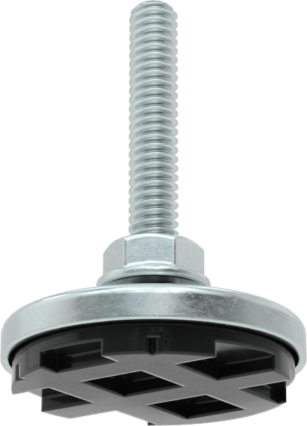 Titreşim Sönümleyici Sert Seviyeleme Montaj Parçası, 1/4"-20 Dişli Saplama, 75 lbs. Kapasite